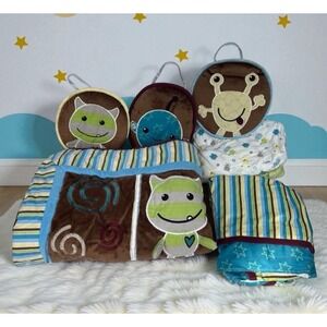 CoCaLo Peek-a-Boo Monsters 7-Pc Crib Bedding Set Rare HTF Complete w/ Bag